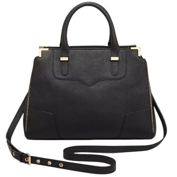 Rebecca Minkoff Handbags - Rebecca Minkoff Black Natural Black Leather Exposed Zipper Amorous Satchel